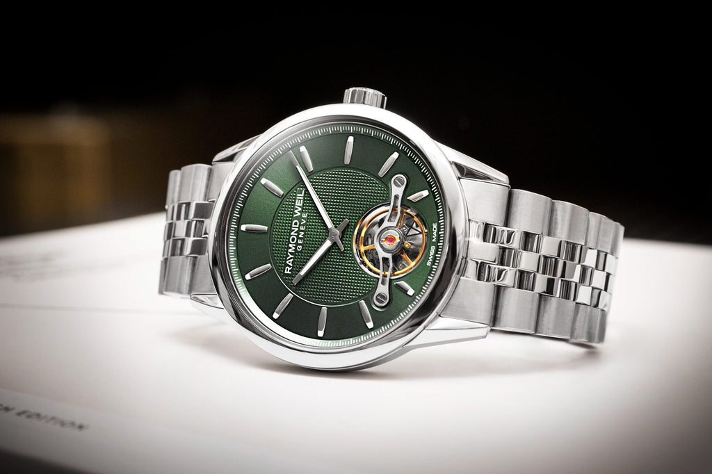 Raymond Weil Freelancer Calibre RW1212 Open Heart Green on Bracelet