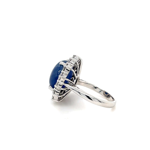 Unheated Star Sapphire and Diamond Ring