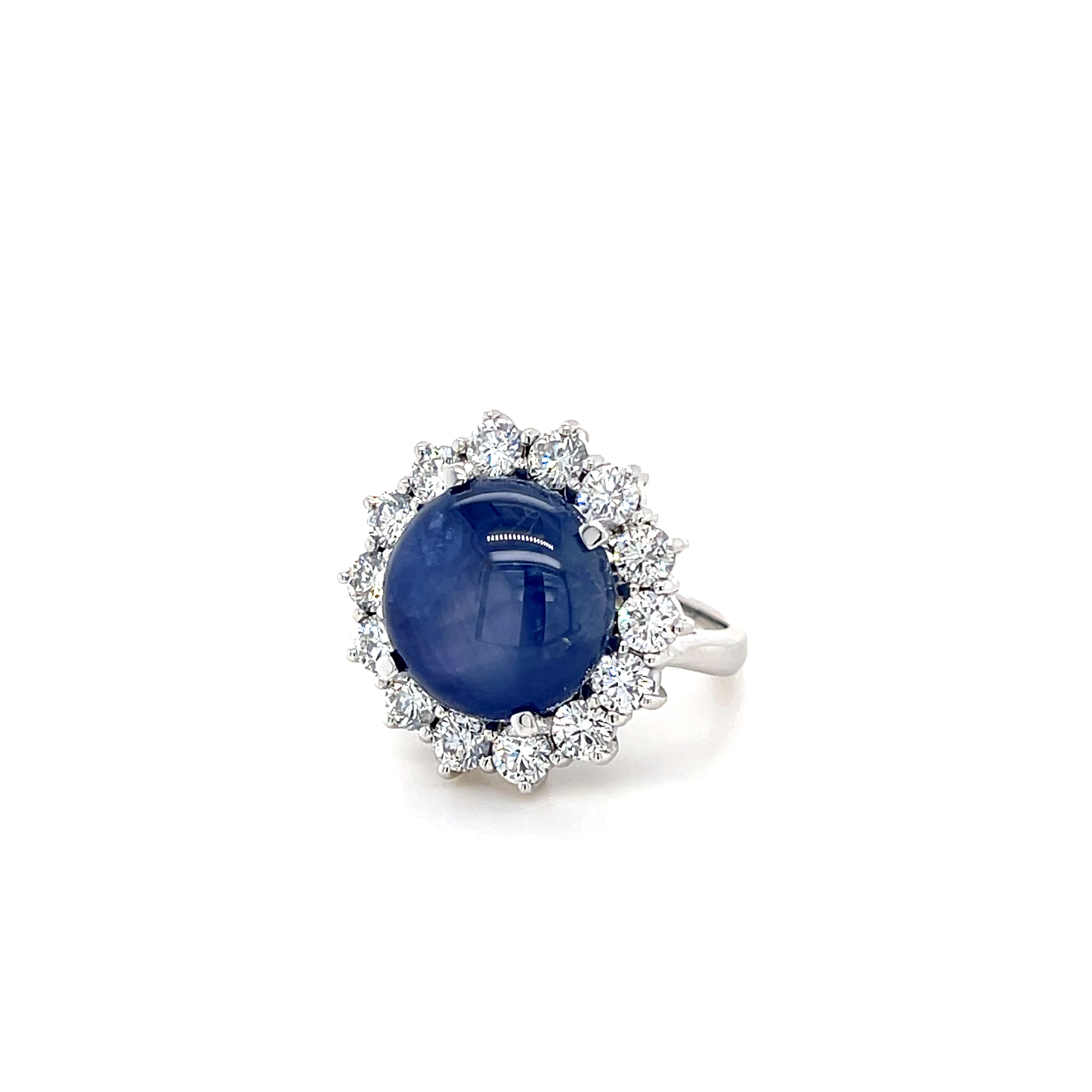 Blue star sapphire ring deals with diamonds