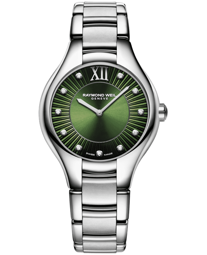 Raymond Weil Noemia Ladies Quartz Green Dial Diamonds on Bracelet