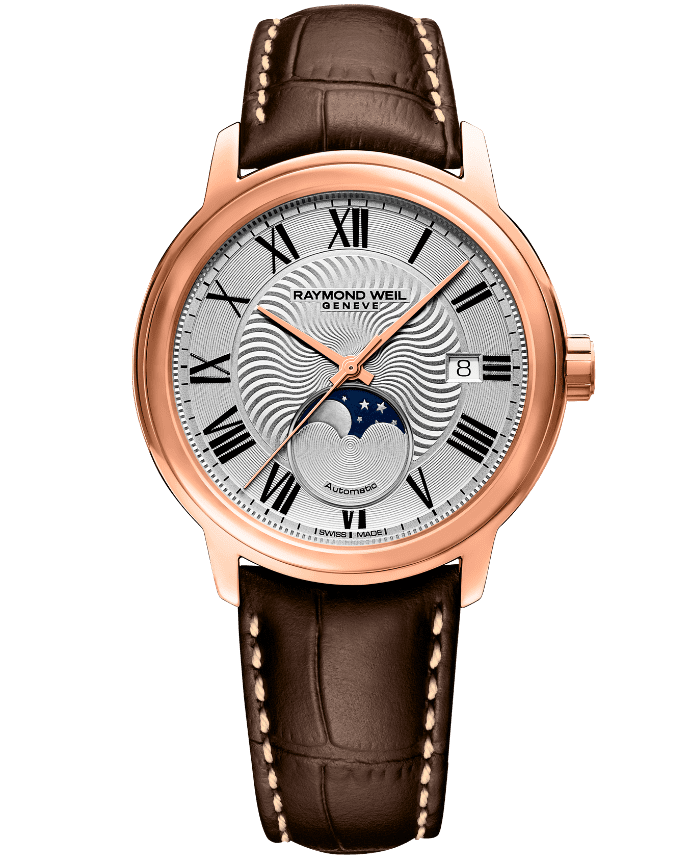 Raymond Weil Maestro Moonphase RG PVD leather