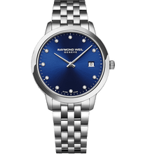 Load image into Gallery viewer, Raymond Weil Toccata Quartz 34mm Blue on bracelet