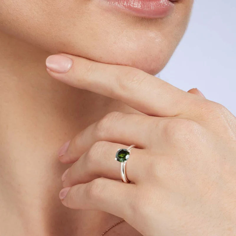 Olivia Ring Natural Australian Green Sapphire in 9k Yellow Gold