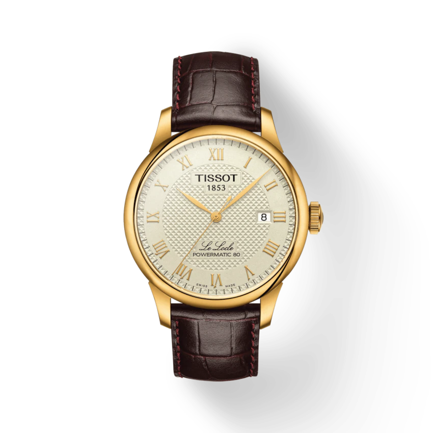 TISSOT LE LOCLE POWERMATIC 80 Gold Brown Leather