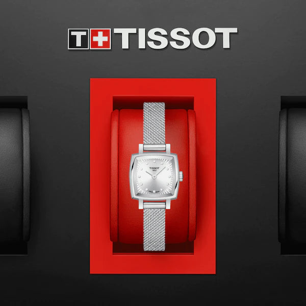 TISSOT LOVELY SQUARE SILVER DIAL QUARTZ WATCH ON BRACELET