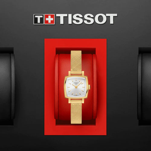 TISSOT LOVELY SQUARE GOLD PVD QUARTZ WATCH ON BRACELET