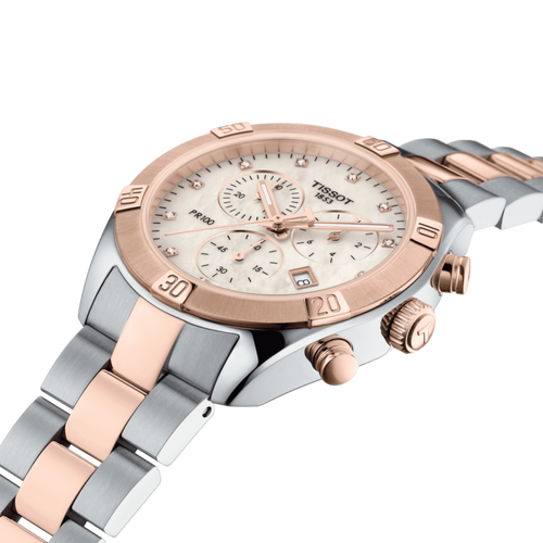 TISSOT PR 100 SPORT CHIC CHRONOGRAPH MOP 2 TONES