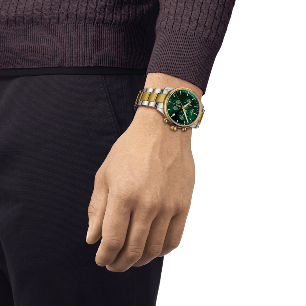 TISSOT CHRONO XL CLASSIC GREEN 2 TONES BRACELET