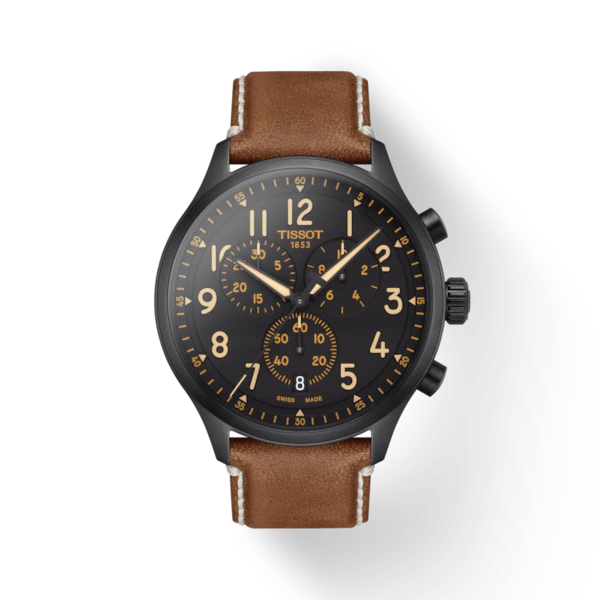 Tissot Chrono XL PVD on Brown Leather look