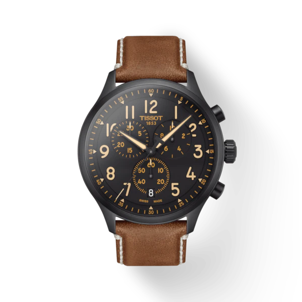 Tissot Chrono XL PVD on Brown Leather look Wamada Jewellery