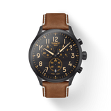 Tissot Chrono XL PVD on Brown Leather look