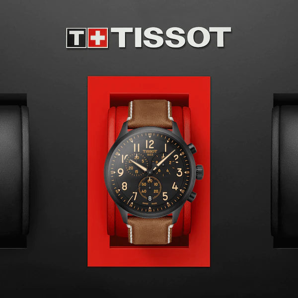 Tissot Chrono XL PVD on Brown Leather look