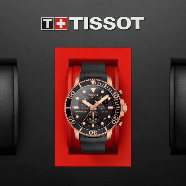 TISSOT SEASTAR 1000 CHRONOGRAPH QUARTZ BLACK ON RUBBER