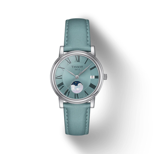 TISSOT CARSON PREMIUM LADY MOONPHASE LIGHT BLUE LEATHER