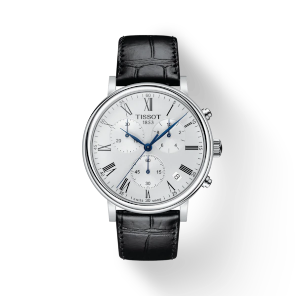 TISSOT CARSON PREMIUM CHRONOGRAPH SILVER ON LEATHER – Wamada Jewellery