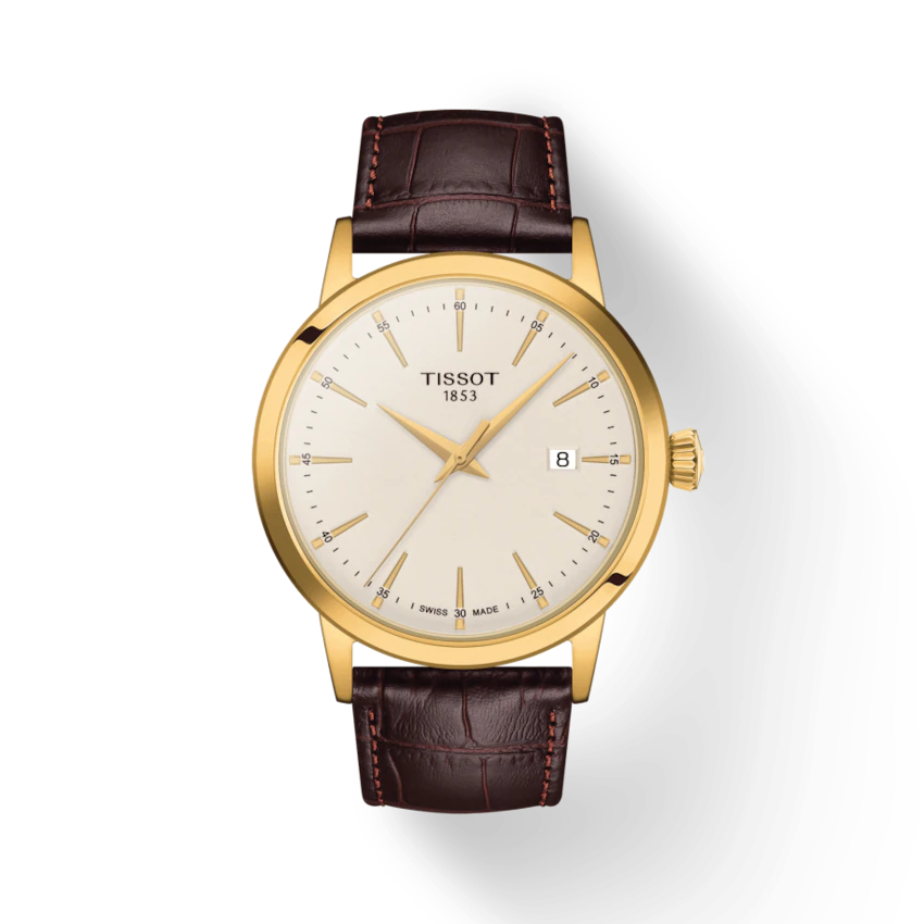 Tissot Classic Dream Ivory Dial on Brown Leather