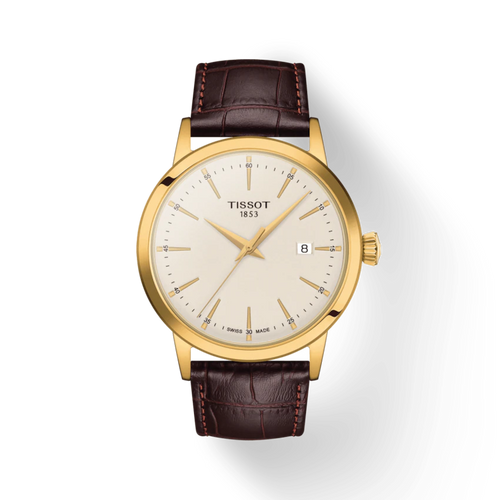 Tissot Classic Dream Ivory Dial on Brown Leather