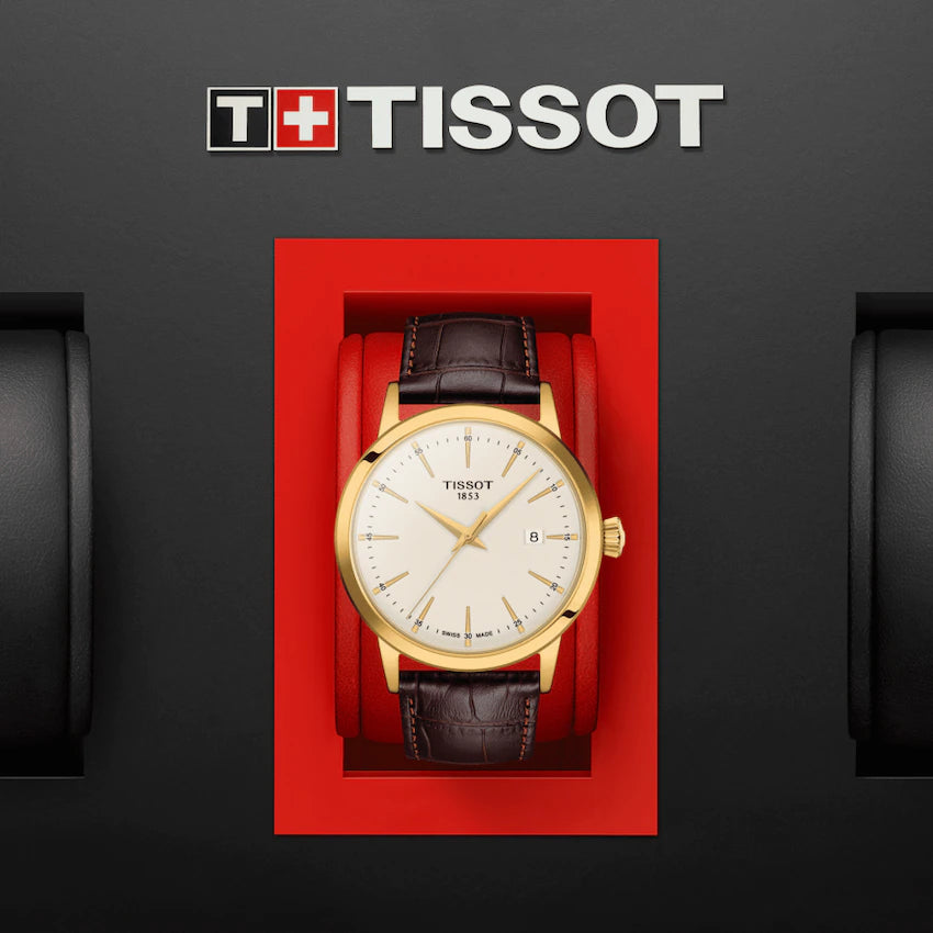 Tissot Classic Dream Ivory Dial on Brown Leather