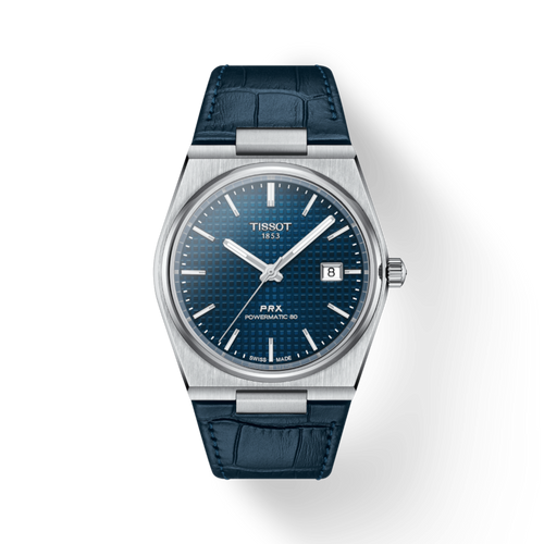 TISSOT PRX POWERMATIC 80 BLUE ON LEATHER