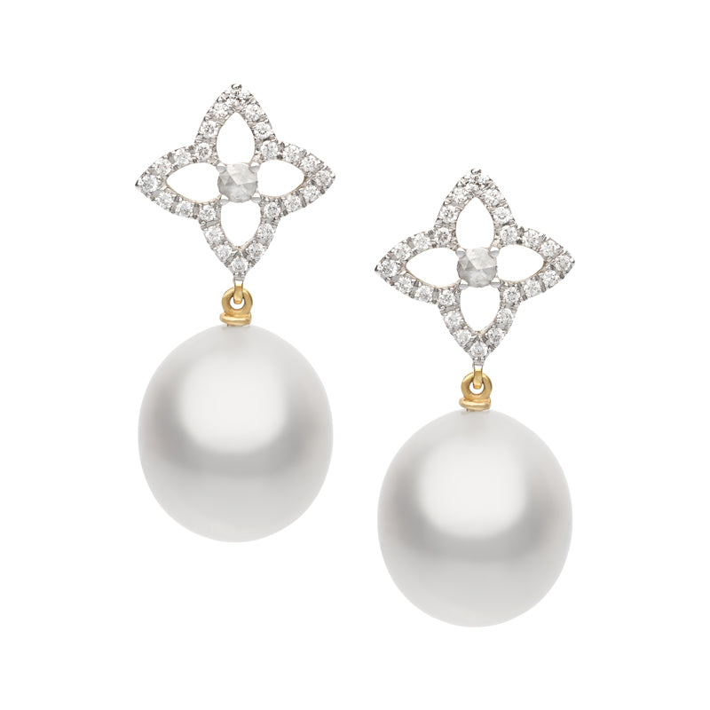 Autore Pearls 18k YG South Sea Pearls Venetian Flower Earrings
