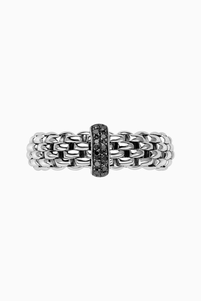 Fope Vendome White Gold Ring with Black Diamonds