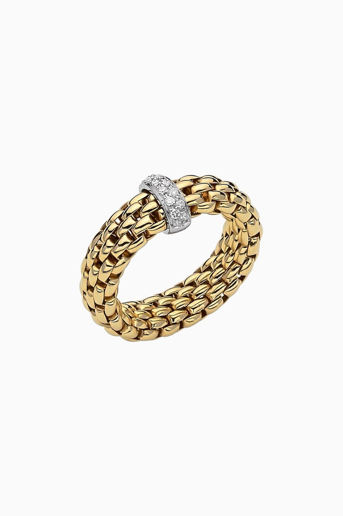 Fope Vendome Yellow Gold Ring with Diamonds Medium
