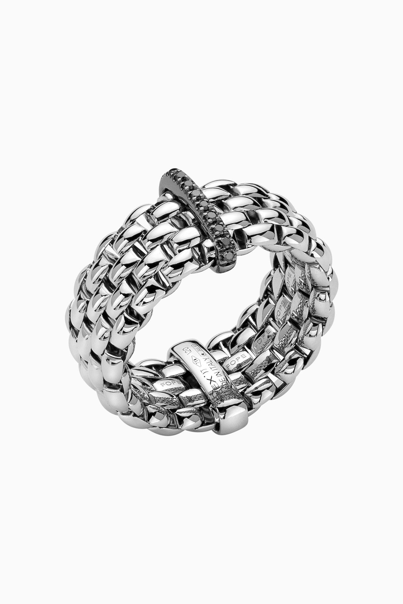 Load image into Gallery viewer, Fope Panorama Ring in White Gold with Black Diamonds in large size