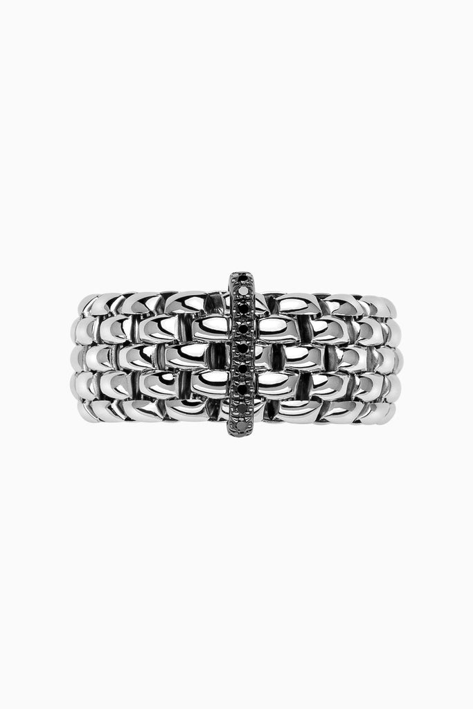 Fope Panorama Ring in White Gold with Black Diamonds in large size