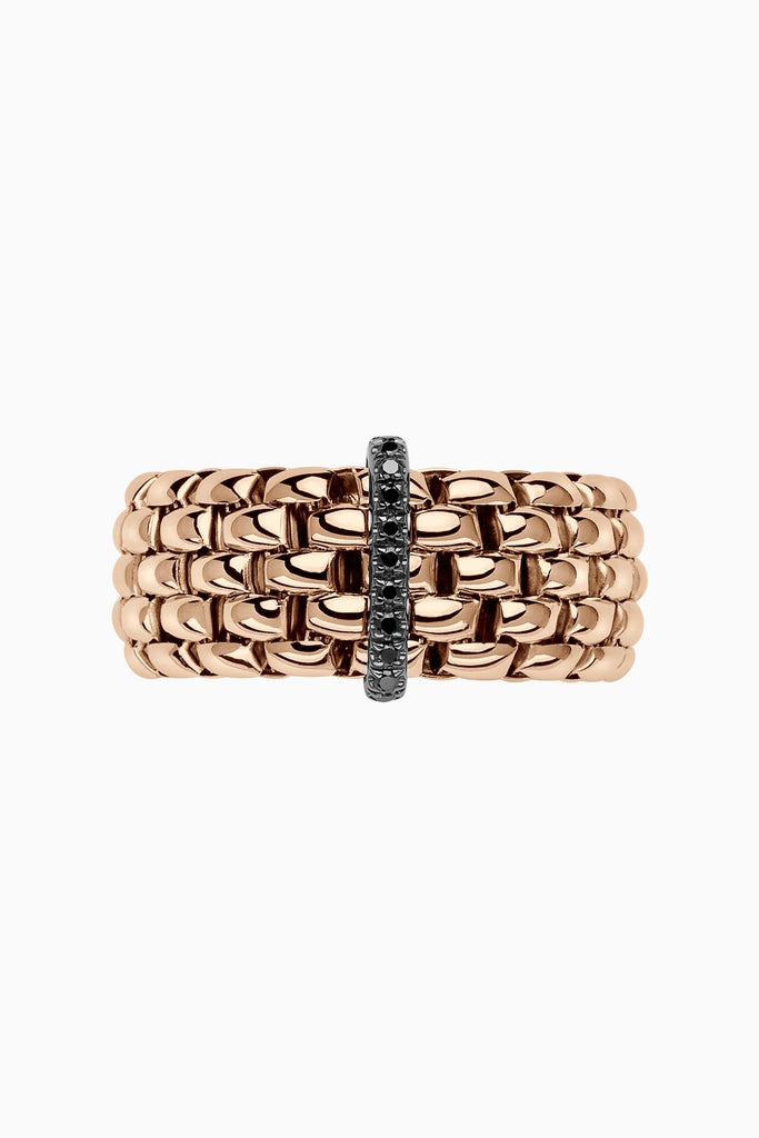 Fope Panorama Ring in Rose Gold with Black Diamonds in large size