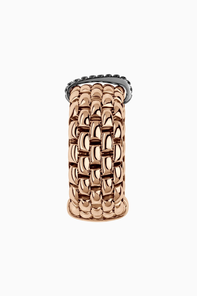 Fope Panorama Ring in Rose Gold with Black Diamonds in large size