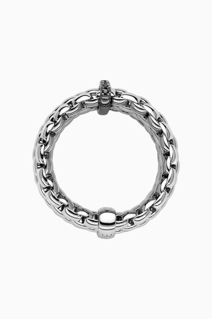 Fope Panorama Ring in White Gold with Black Diamonds in large size