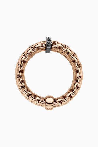 Fope Panorama Ring in Rose Gold with Black Diamonds in large size