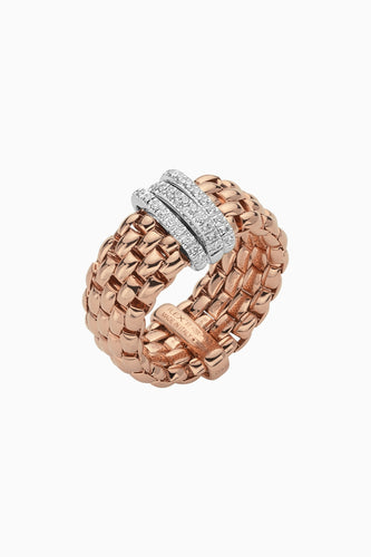 Fope Panorama Ring in Rose Gold with Diamond Pave in medium size