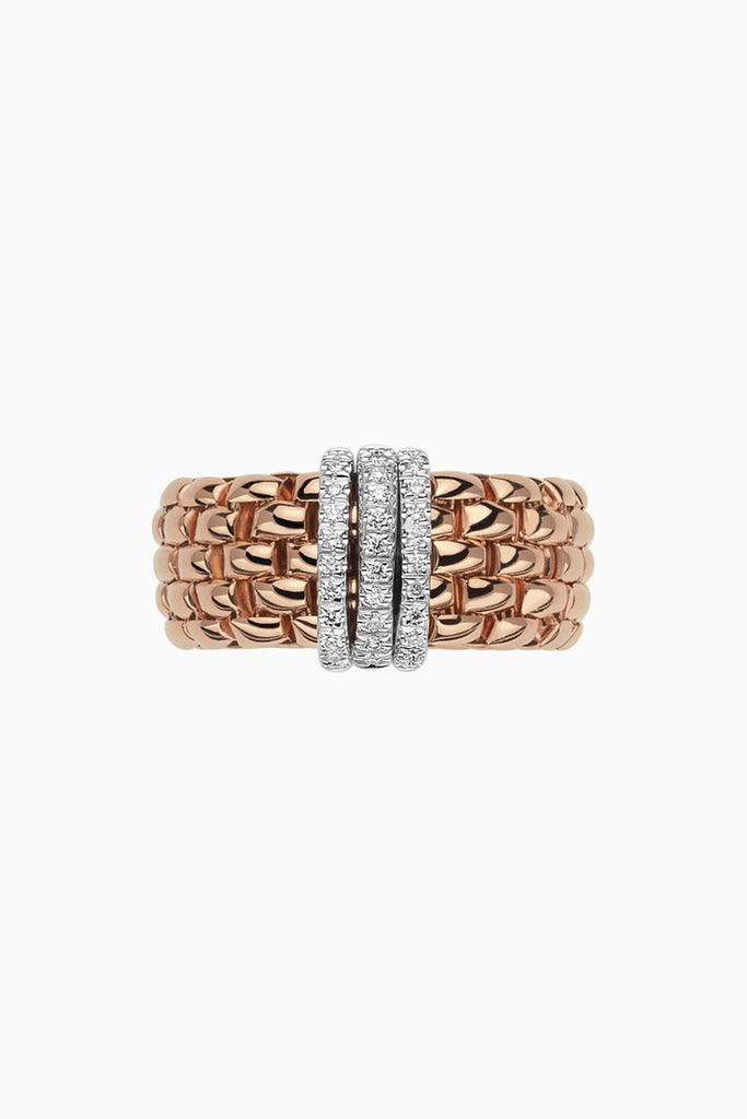 Fope Panorama Ring in Rose Gold with Diamond Pave in medium size
