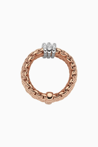 Fope Panorama Ring in Rose Gold with Diamond Pave in medium size