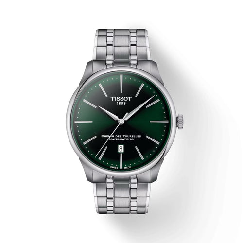 TISSOT CHEMIN DES TOURELLES POWERMATIC 80 42 MM GREEN ON BRACELET