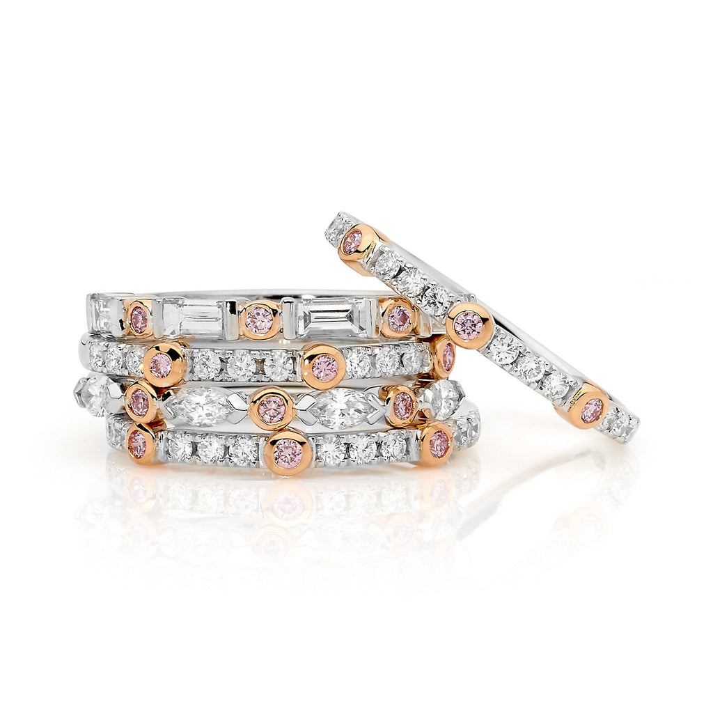 Desert Rose Ring with pink diamonds from the Argyle mine and White Diamonds EDJW009