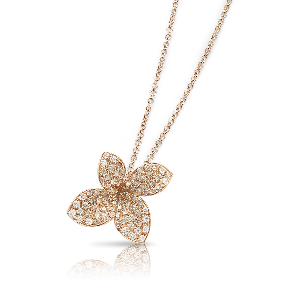 Pasquale Bruni Petit Garden Necklace 18k Rose Gold with Diamonds -Medium flower