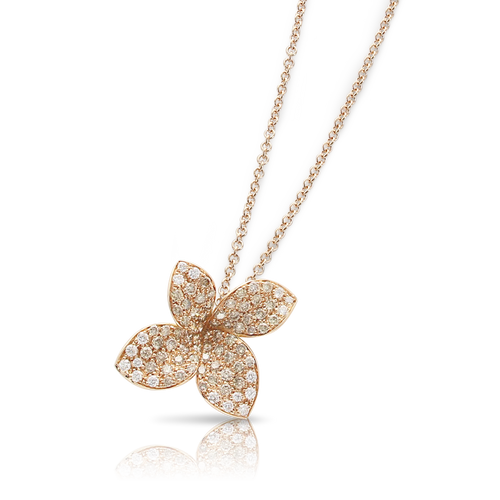 Pasquale Bruni Petit Garden Necklace 18k Rose Gold with Diamonds -Medium flower